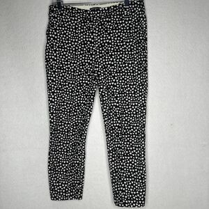 J.CREW Black Pants With White Hearts Cropped Size 8 Valentine’s Day!